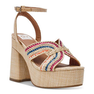 dv dolce vita waylan raffia platform sandals, 7.5mus - rainbow